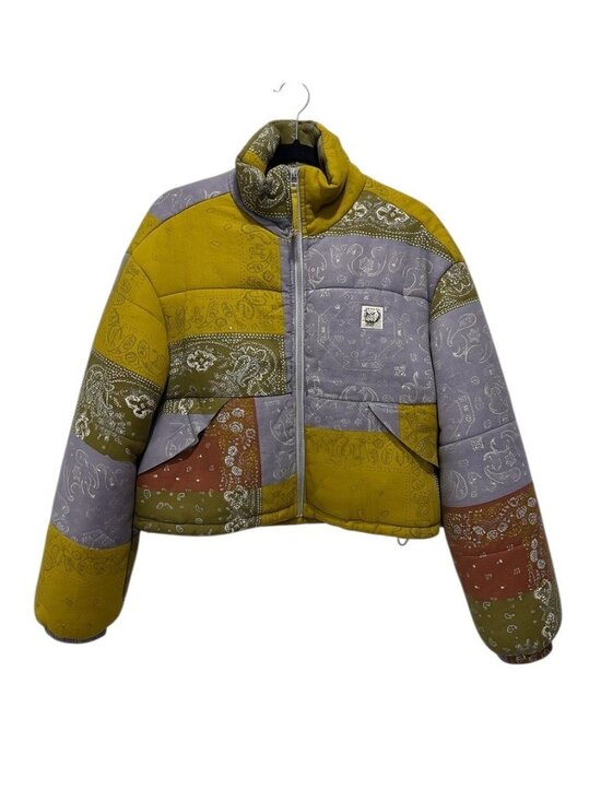 BDG Jackets & Blazers - Urban Outfitters BDG Patchwork Puffer Jacket Bandana Print Multicolor Cropped Si